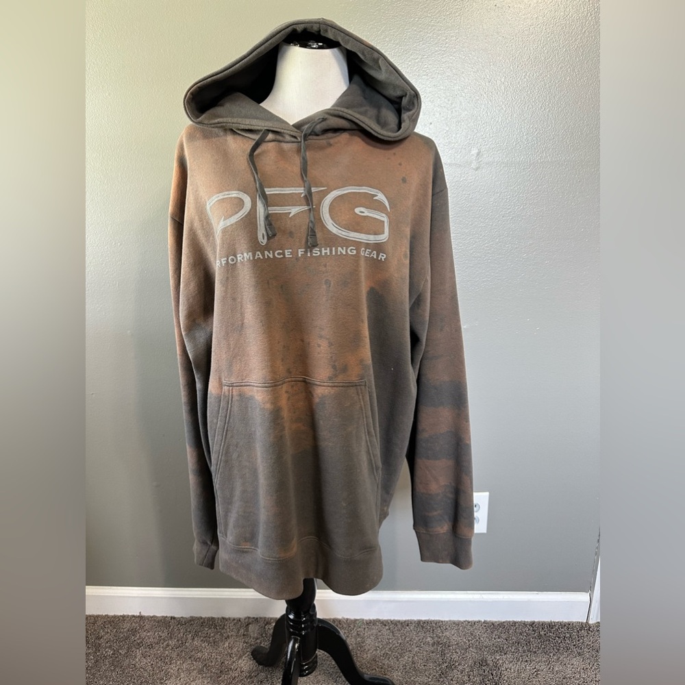 Columbia PFG performance fishing gear hoodie men’s XXL brown/gray tie-dye